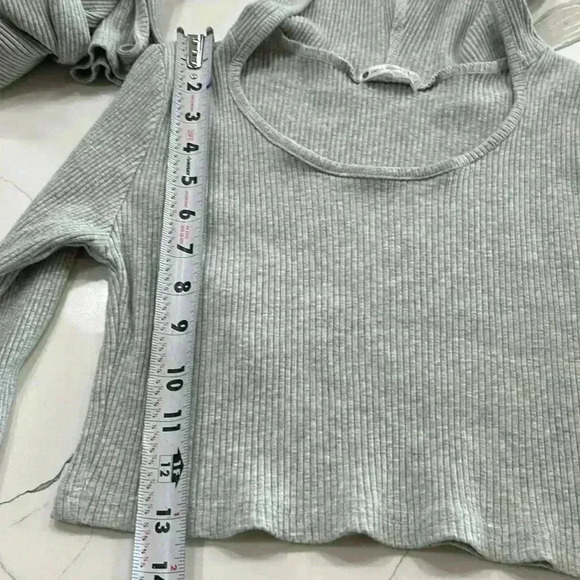 Zaful Sports Cropped hooded gray long sleeve top and free pants leggings size 8 - Picture 9 of 11